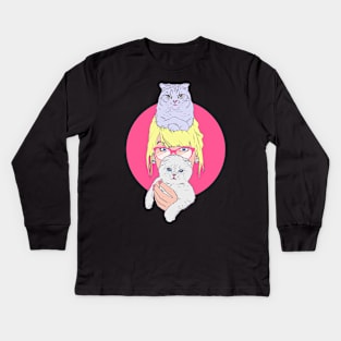 Her Cats / Kittens / Singer / Girl with Cats Kids Long Sleeve T-Shirt